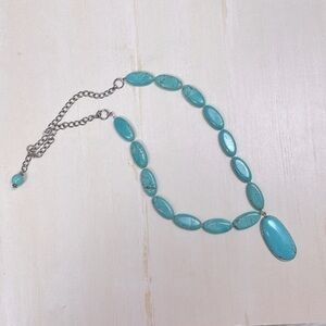 ICervoni Creations Turquoise Magnesite Long Pendant Statement Necklace, 30” Long